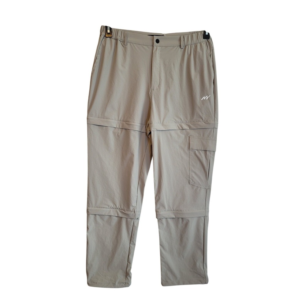 Monster Valley Mens Convertible Hiking Pants Gray Ripstop Zip Off‎ Cargo Stretch